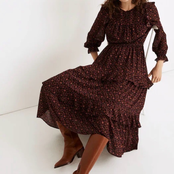 NWT Madewell Georgette Tiered
Ruffle Midi Dress in Orchard
Floral - Picture 2 of 7